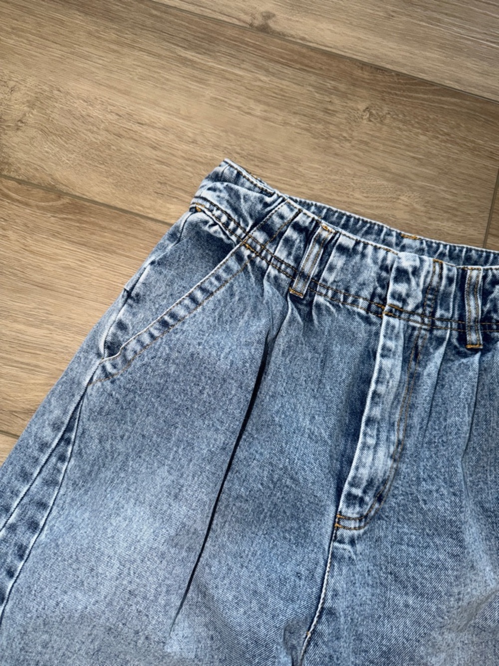 MABLE | Women's Wide Leg Pleated Denim Pants Light Wash High Rise Boho Anthro S - Picture 7 of 10